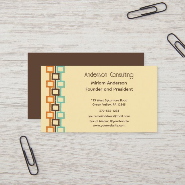 Retro Geometric Graphic General Purpose Business Card (Front/Back In Situ)