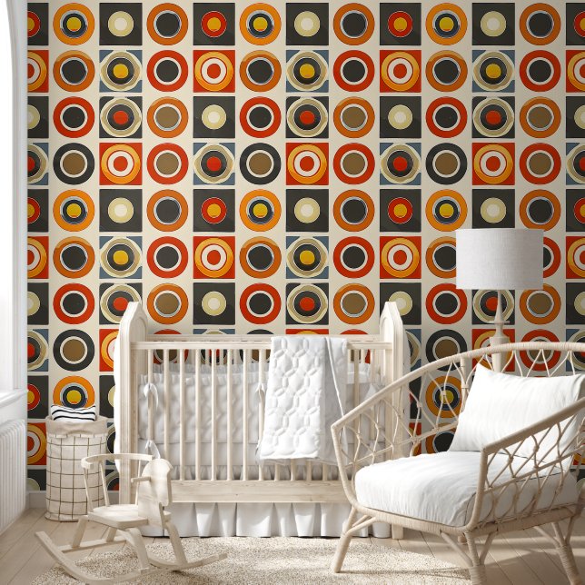 Retro Geometric Grid Wallpaper (Kids)