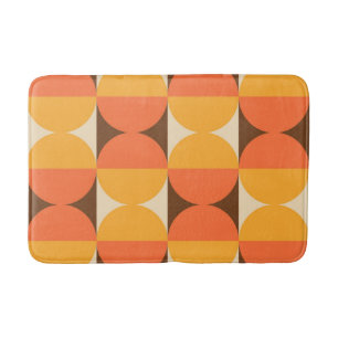 Retro Geometric Half Square and Circle Pattern Bath Mat