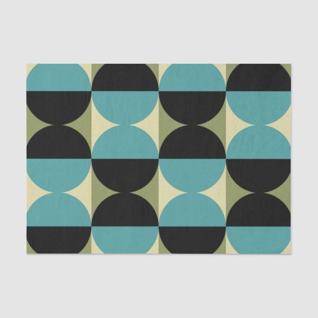 Retro Geometric Half Square and Circle Pattern Tissue Paper (Front)