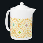 Retro Geometric Interlocking Circle Pattern<br><div class="desc">Delicate and feminine are the words that come to mind as you look upon this classic retro abstract geometric interlocking circle pattern in orange with beige background and it's colourful beautiful tiny jewel toned flowers that is oh so mid-century modern and super cute as well. This minimalist geometric interlocking circle...</div>
