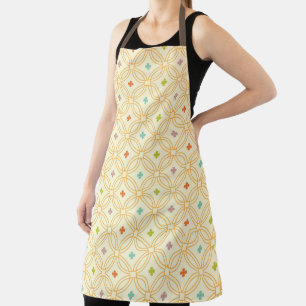 Retro Geometric Interlocking Circle Pattern Apron