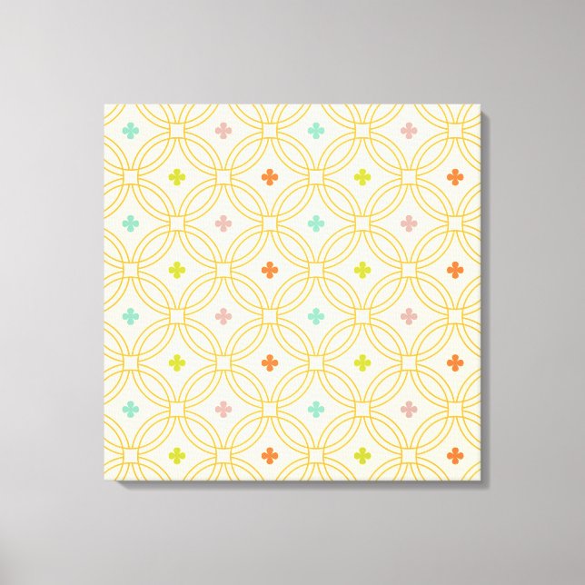 Retro Geometric Interlocking Circle Pattern Canvas Print (Front)