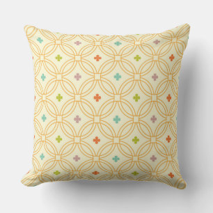 Retro Geometric Interlocking Circle Pattern Cushion