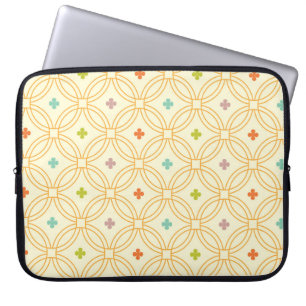 Retro Geometric Interlocking Circle Pattern Laptop Sleeve