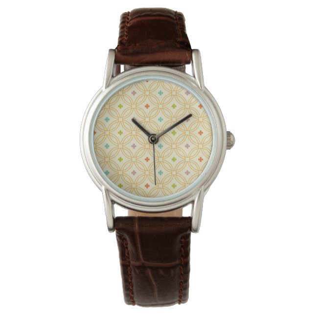 Retro Geometric Interlocking Circle Pattern Watch (Front)
