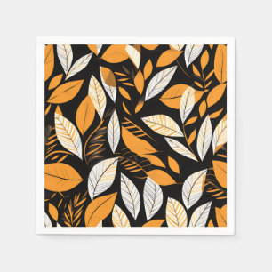 Retro Geometric Leaves on Bold Background Napkin