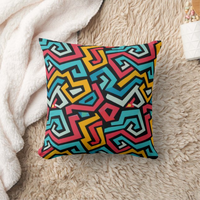 Retro Geometric Maze Pattern Cushion (Blanket)