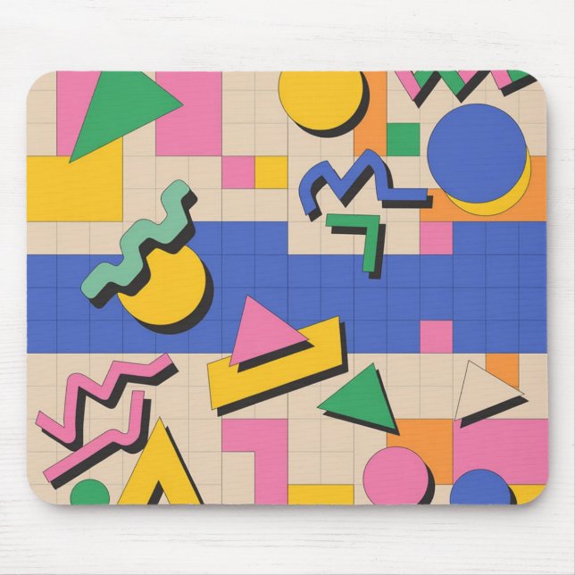 Retro Geometric Memphis Style Mouse Pad (Front)