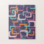 Retro Geometric Mid Century Shapes Art Purple Jigsaw Puzzle<br><div class="desc">A fun retro shapes design in a mid century modern atomic space age style with a purple background.</div>