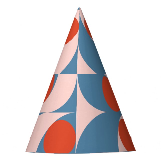 Retro Geometric: Modern Vintage Mosaic. Party Hat (Front)
