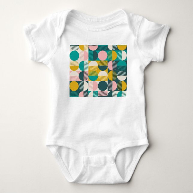 Retro geometric: modern vintage pattern. baby bodysuit (Front)