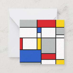 Retro Geometric Mondrian Style Color Composition Card
