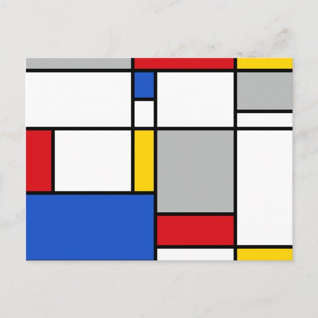 Retro Geometric Mondrian Style Colour Composition Postcard (Front)