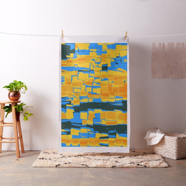 Retro Geometric Mosaic Abstract Art #2 Fabric (In Situ)