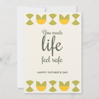 Retro Geometric Olive and Mustard Father's Day  Thank You Card
