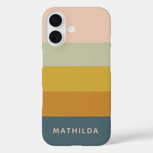 Retro Geometric Pastel Colour Block Personalised iPhone 16 Case