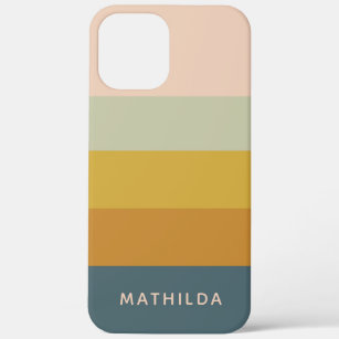 Retro Geometric Pastel Colour Block Personalised iPhone 12 Pro Max Case