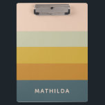 Retro Geometric Pastel Colour Block Personalised Clipboard<br><div class="desc">Retro Geometric Pastel Colour Block Personalised Clipboard</div>