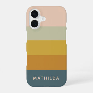 Retro Geometric Pastel Colour Block Personalised iPhone 16 Case