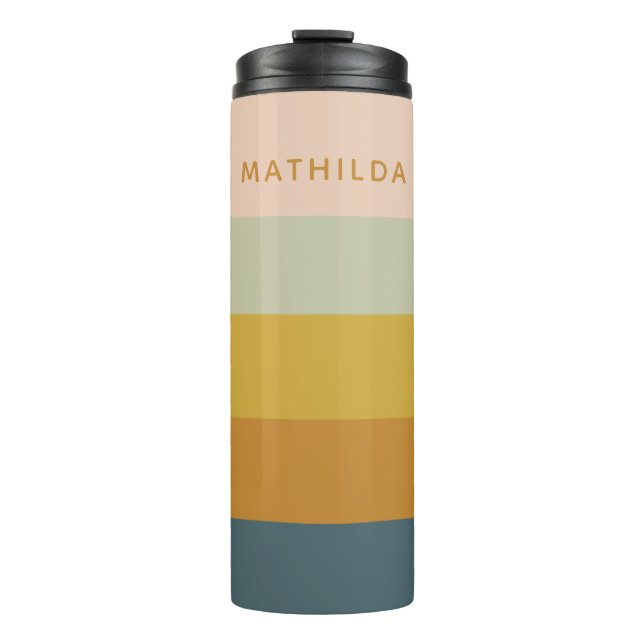 Retro Geometric Pastel Colour Block Personalised Thermal Tumbler (Front)