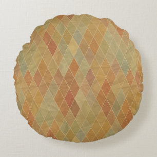 Retro geometric pattern 2 round cushion