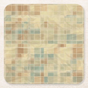 Retro geometric pattern 2 square paper coaster