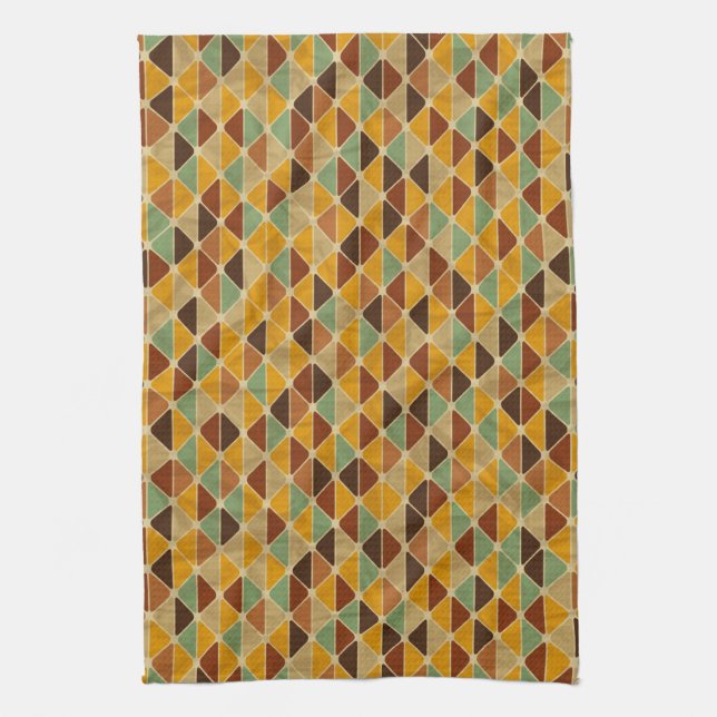 Retro geometric pattern 3 tea towel (Vertical)
