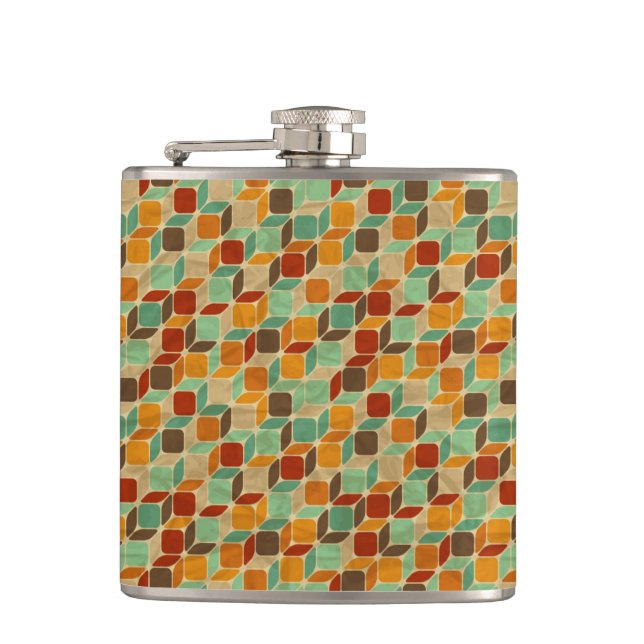 Retro geometric pattern 4 hip flask (Front)