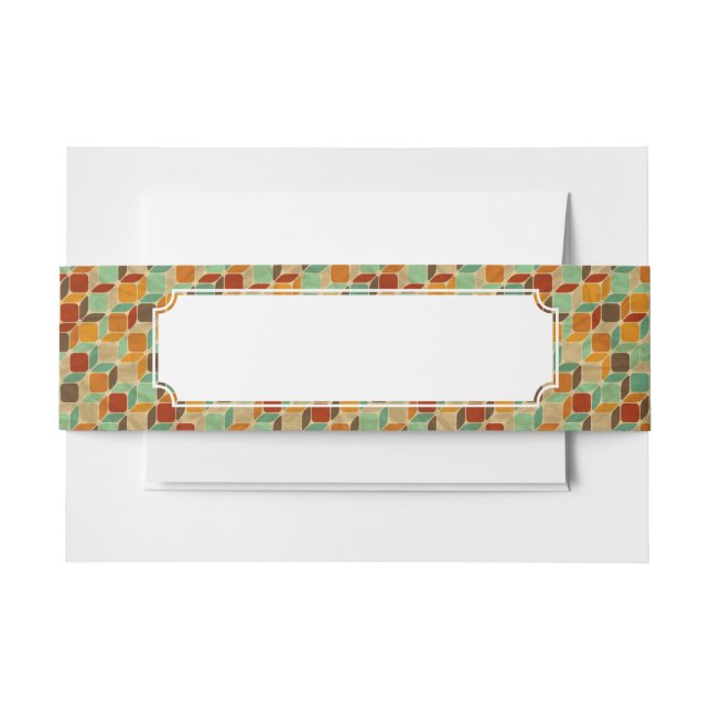 Retro geometric pattern 4 invitation belly band (Front Example)