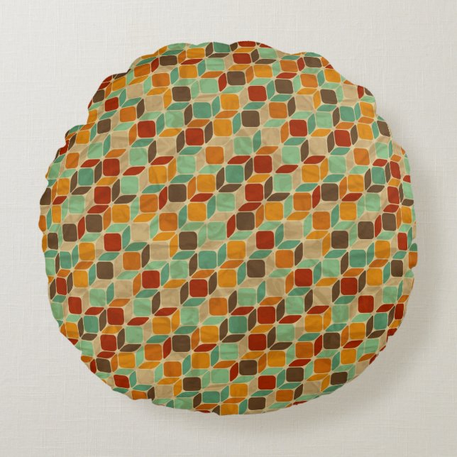 Retro geometric pattern 4 round cushion (Front)