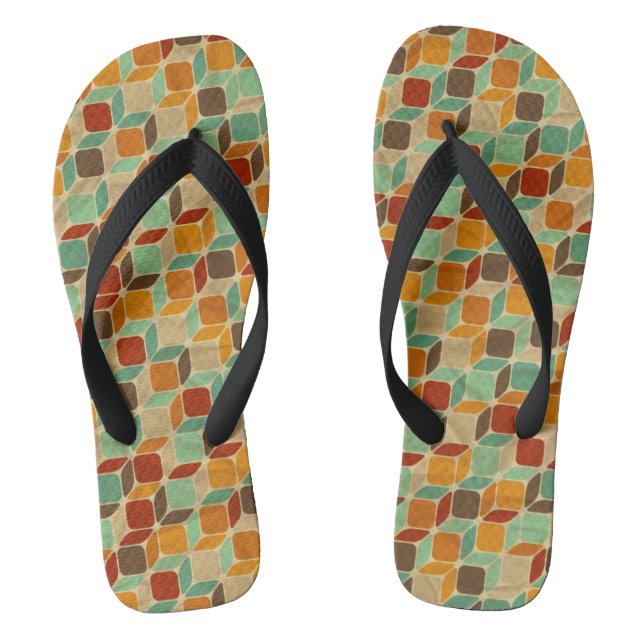 Retro geometric pattern 4 thongs (Footbed)