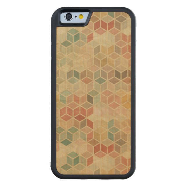 Retro geometric pattern 5 carved wood iPhone case (Back)