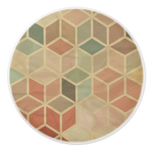 Retro geometric pattern 5 ceramic knob