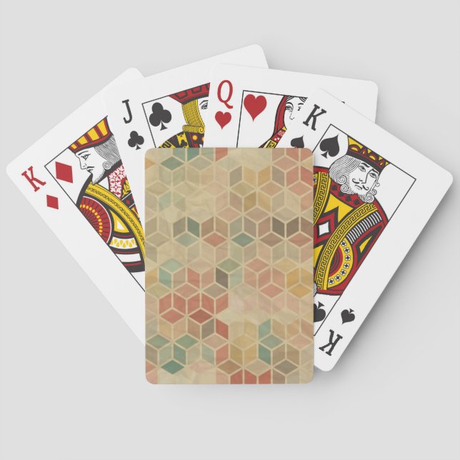 Retro geometric pattern 5 playing cards (Back)