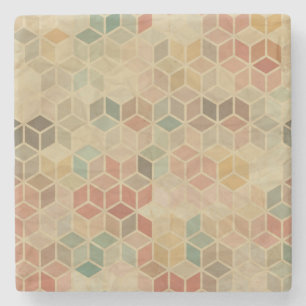 Retro geometric pattern 5 stone coaster