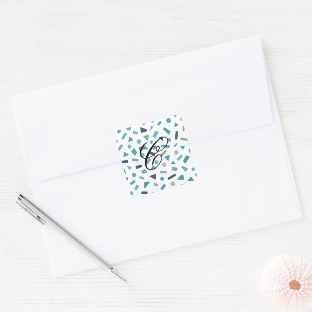 Retro Geometric Pattern – 80s Memphis Style Design Square Sticker (Envelope)