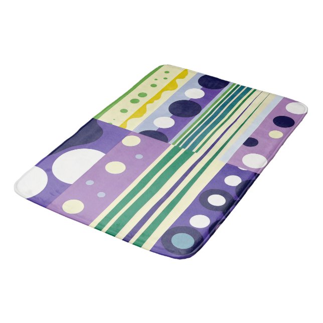 Retro Geometric Pattern Bold 1960s Inspired Bath Mat (Angled)