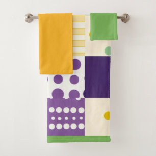 Retro Geometric Pattern Bold 1960s Inspired Bath Towel Set