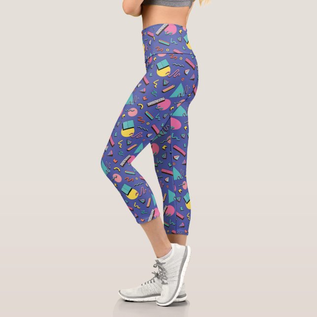 Retro Geometric Pattern Capri Leggings (Left)