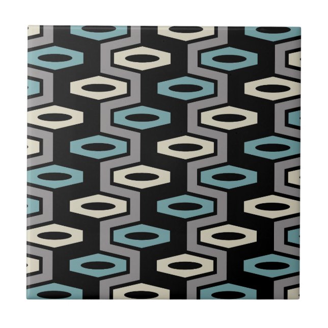 Retro Geometric Pattern Ceramic Tile (Front)