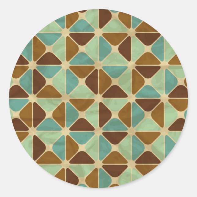 Retro geometric pattern classic round sticker (Front)