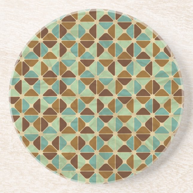 Retro geometric pattern coaster (Front)