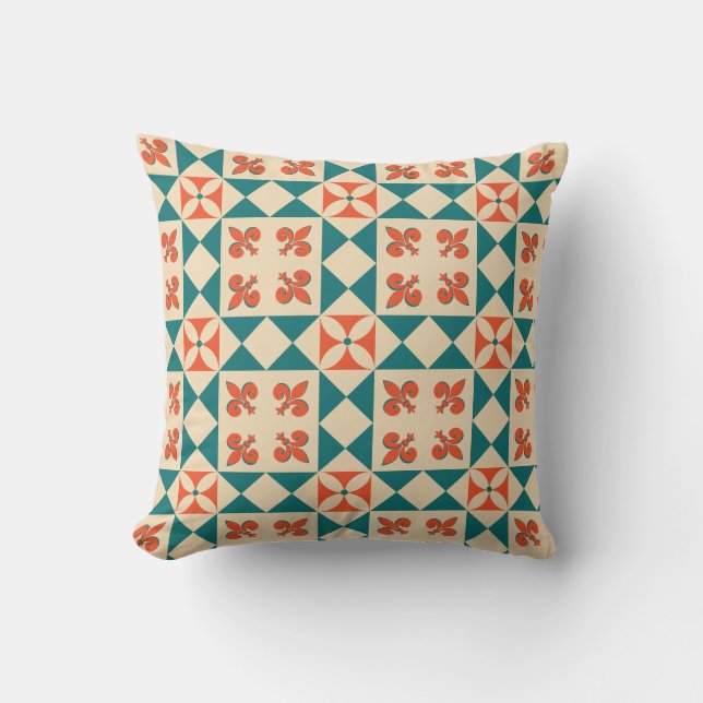 Retro Geometric Pattern Cushion (Front)