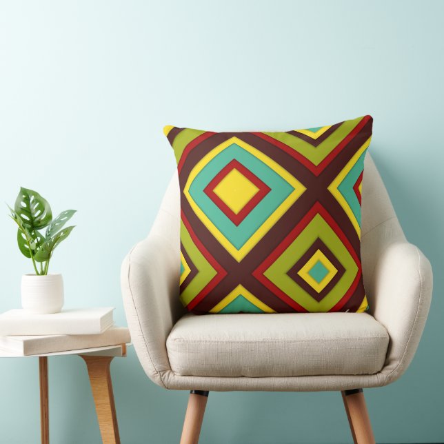 Retro geometric pattern cushion (Chair)