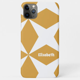 Retro Geometric Pattern Custom Name White & Yellow iPhone 11 Pro Max Case