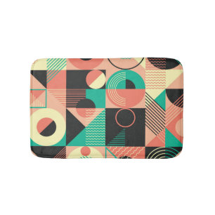 Retro Geometric Pattern Design Bath Mat