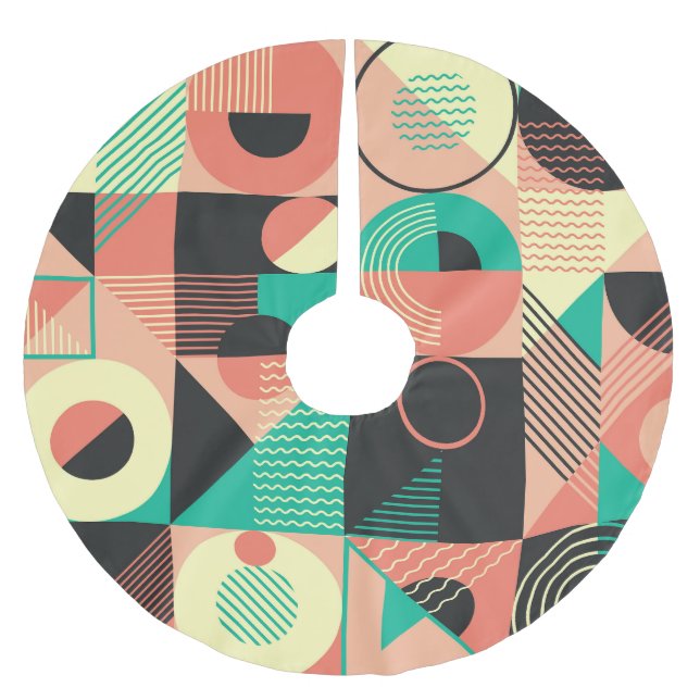 Retro Geometric Pattern Design Brushed Polyester Tree Skirt (Front)