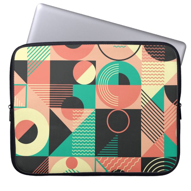 Retro Geometric Pattern Design Laptop Sleeve (Front)