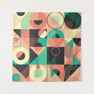 Retro Geometric Pattern Design Tapestry